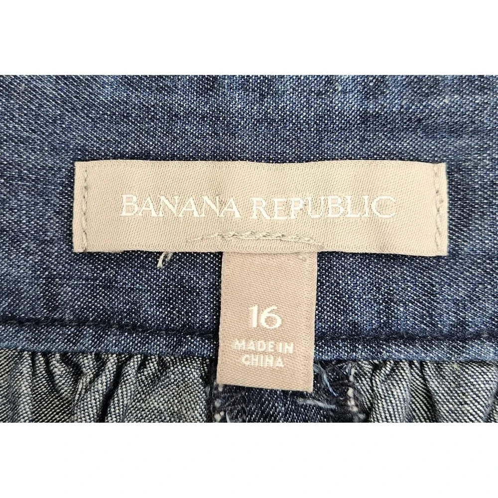 Banana Republic Skirt Women's Size 16 Blue Chambray Zip Closure 17